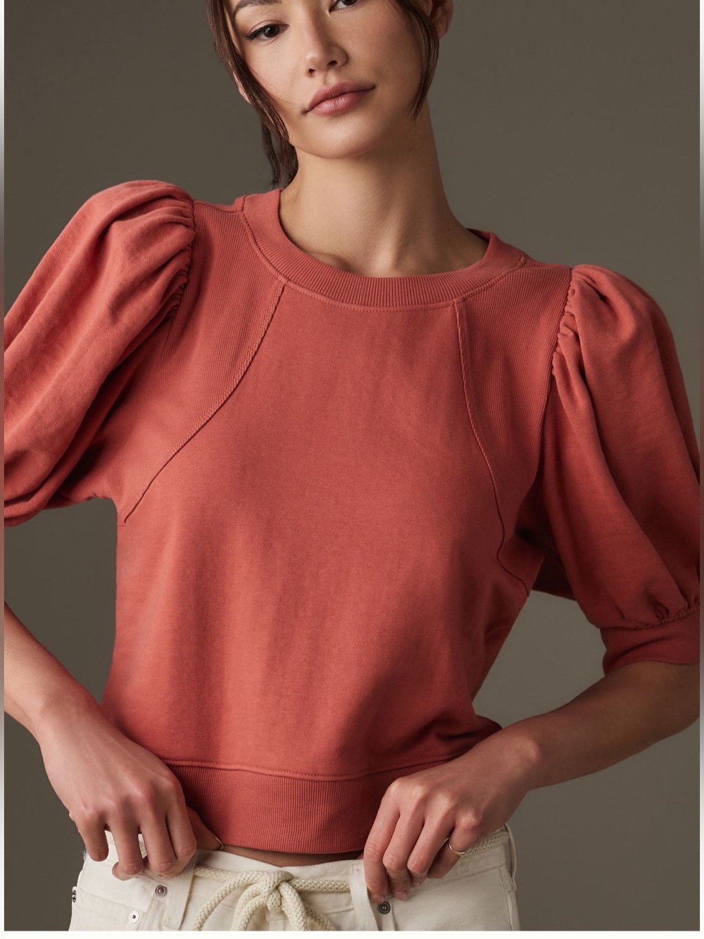 NWT Maeve Anthropologie Short Sleeve Puff Sweatshirt